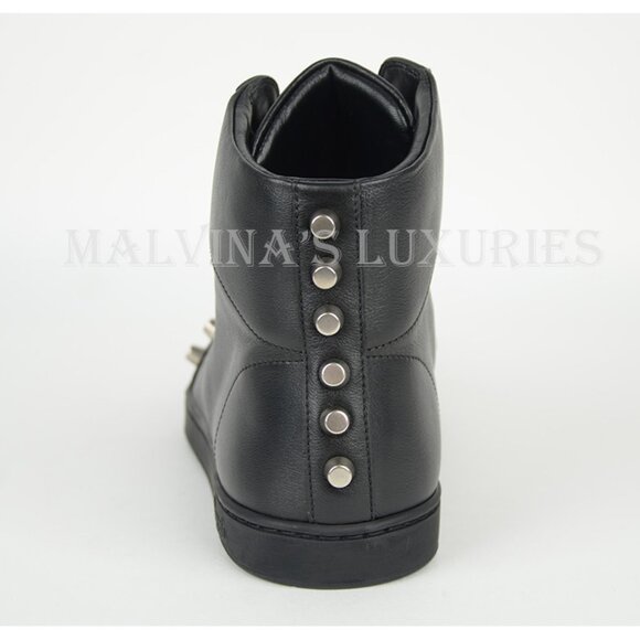 GUCCI SNEAKERS BLACK LEATHER HIGH TOP STUDDED SHOES sz 9.5G / converts to US 10 - Picture 5 of 12